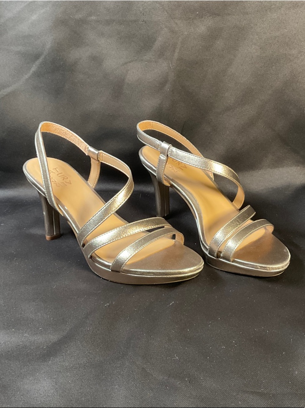 Brenta Strappy Sandal, Metallic Gold High Heels, 7M, Bronze Pearl